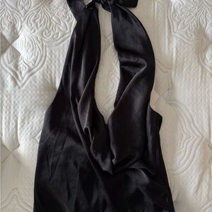 Black Satin Halter Neck Top